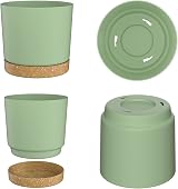 ZMTECH 25cm Plant Pots Modern Planters with Drainage Holes Set of 2 Green view 4
