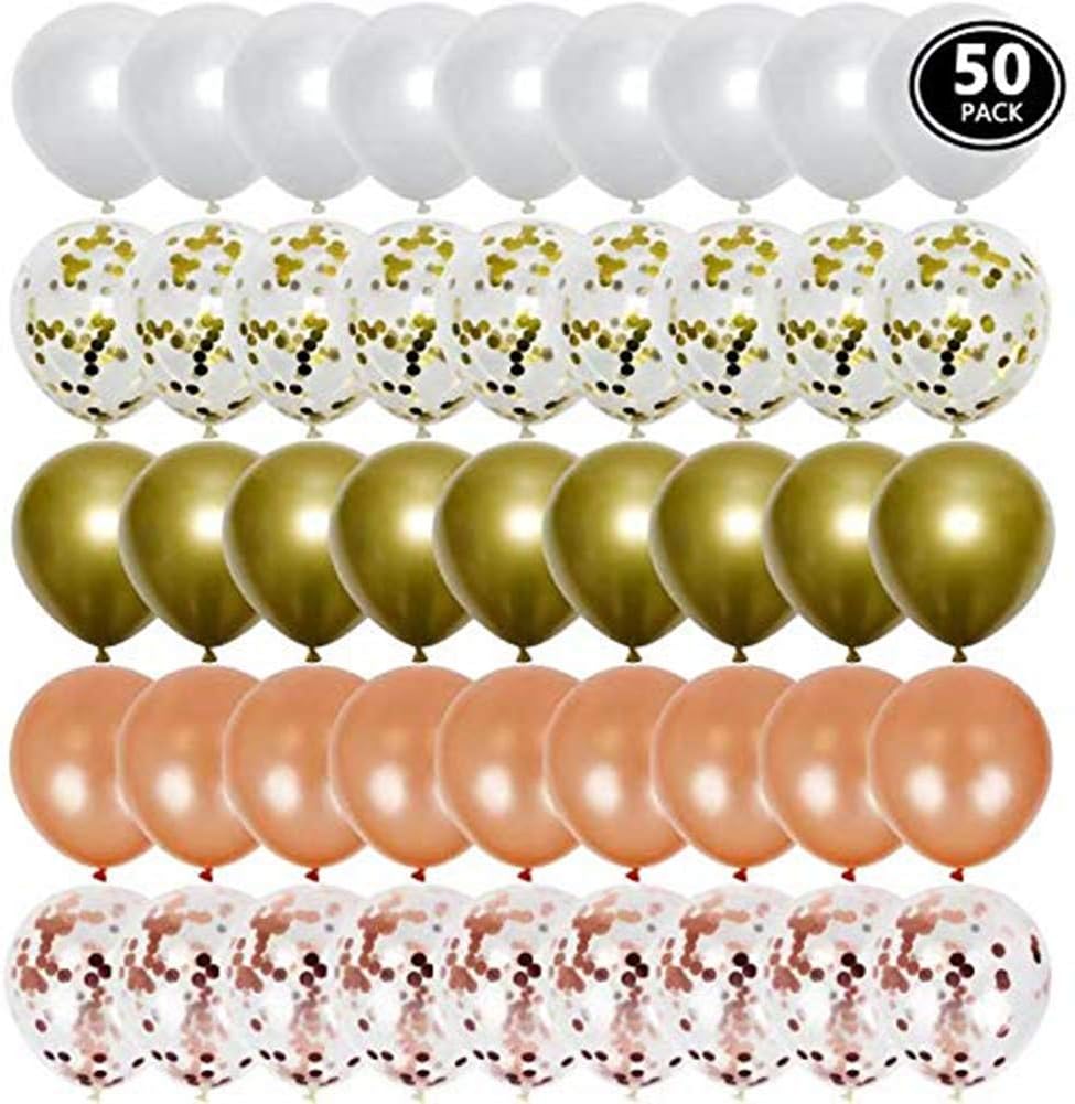 gold ballon set birthday party decorations rose gold pink confetti latex balloons 50 pack White Pearl balloons for Graduation Wedding baby Birthday Decorations