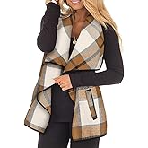 CARCOS Plus Size Women Vest Plaid Lapel Open Front Cardigan Buffalo Sleeveless Jacket Coat with Pockets XL-5XL