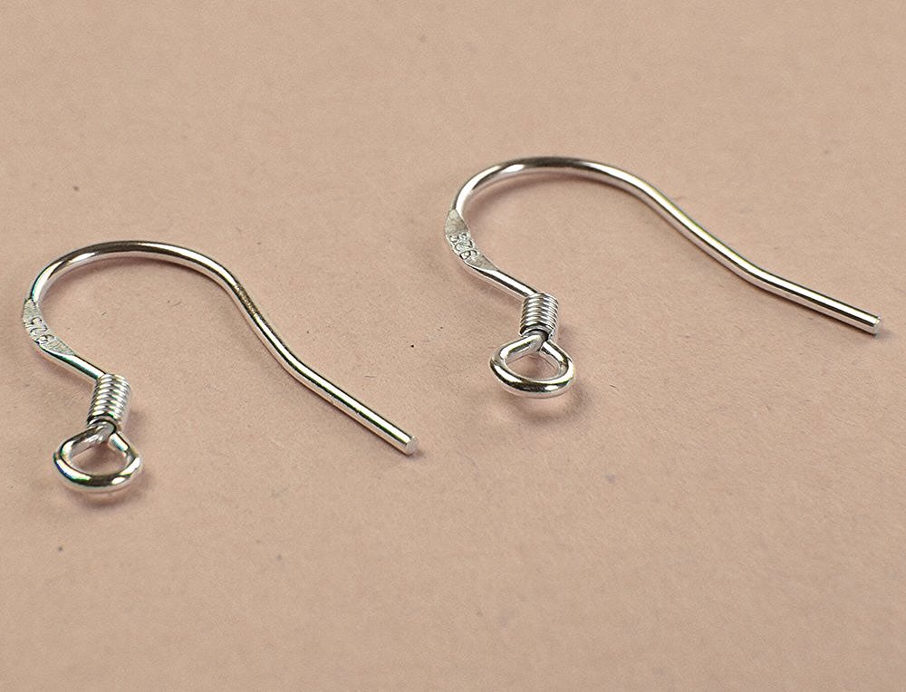 NT_Big Sterling Silver Fish Hook Earrings Earwires w/Coil talkingbread