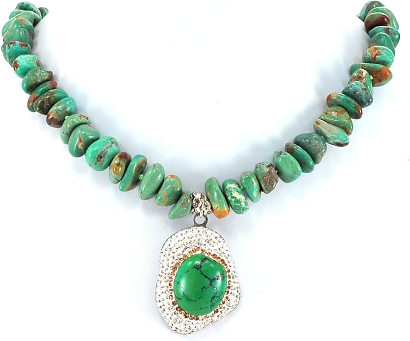 Green Turquoise Nugget with Large Pendant Necklace with