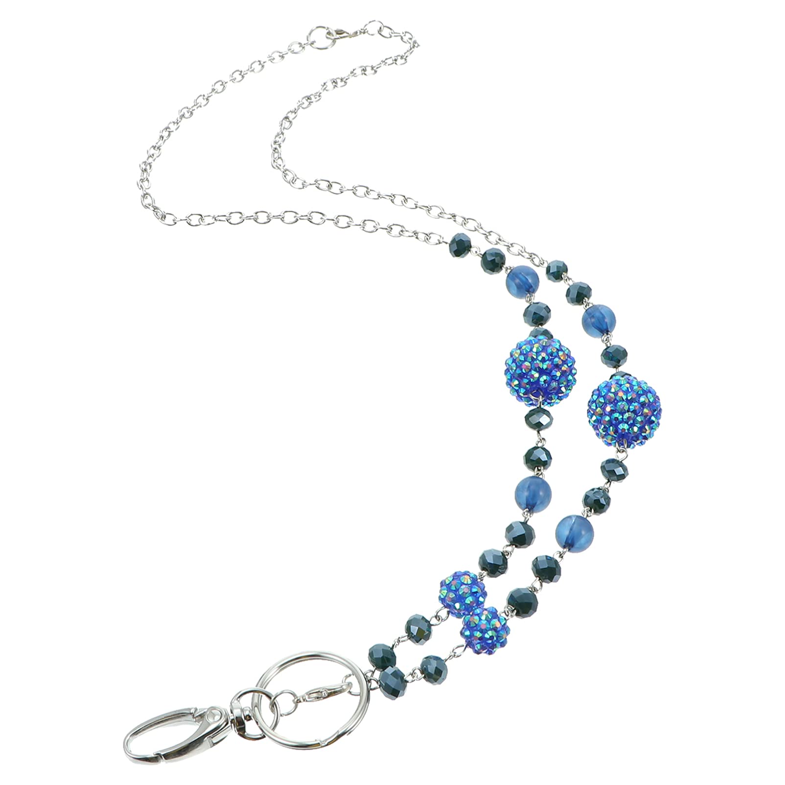 WOONEKY Beaded Lanyard Necklace for Id Badge Holder Mobile Phone Key Strap Durable Diamond Ball Chain for Work Events and Daily Use