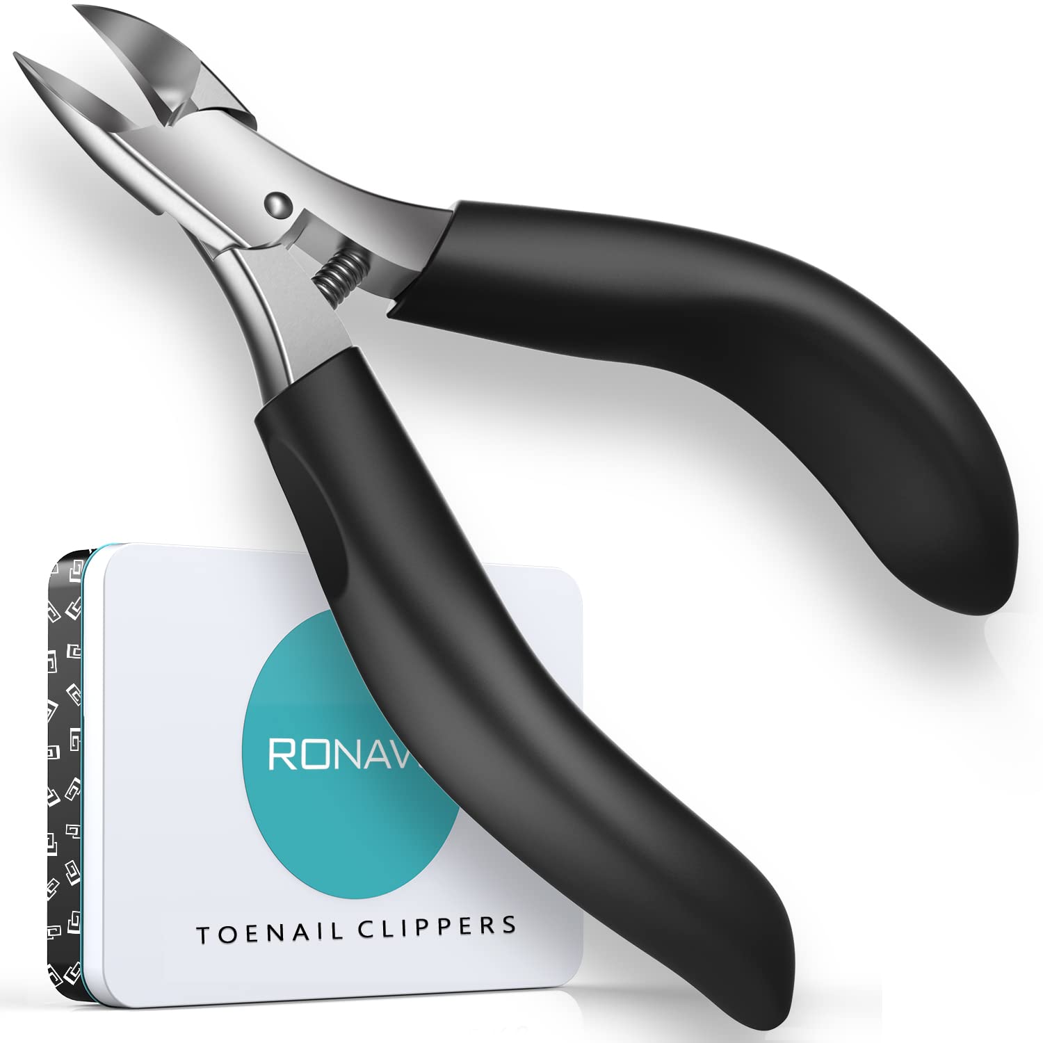 Toenail Clippers for Ingrown Toenails - Professional Ingrown Toe Nail Clippers with Best Curved Super Blade & Long Handle, Easy Deep in Nails, Heavy Duty Gadget Gifts Stocking Fillers for Men (Black)