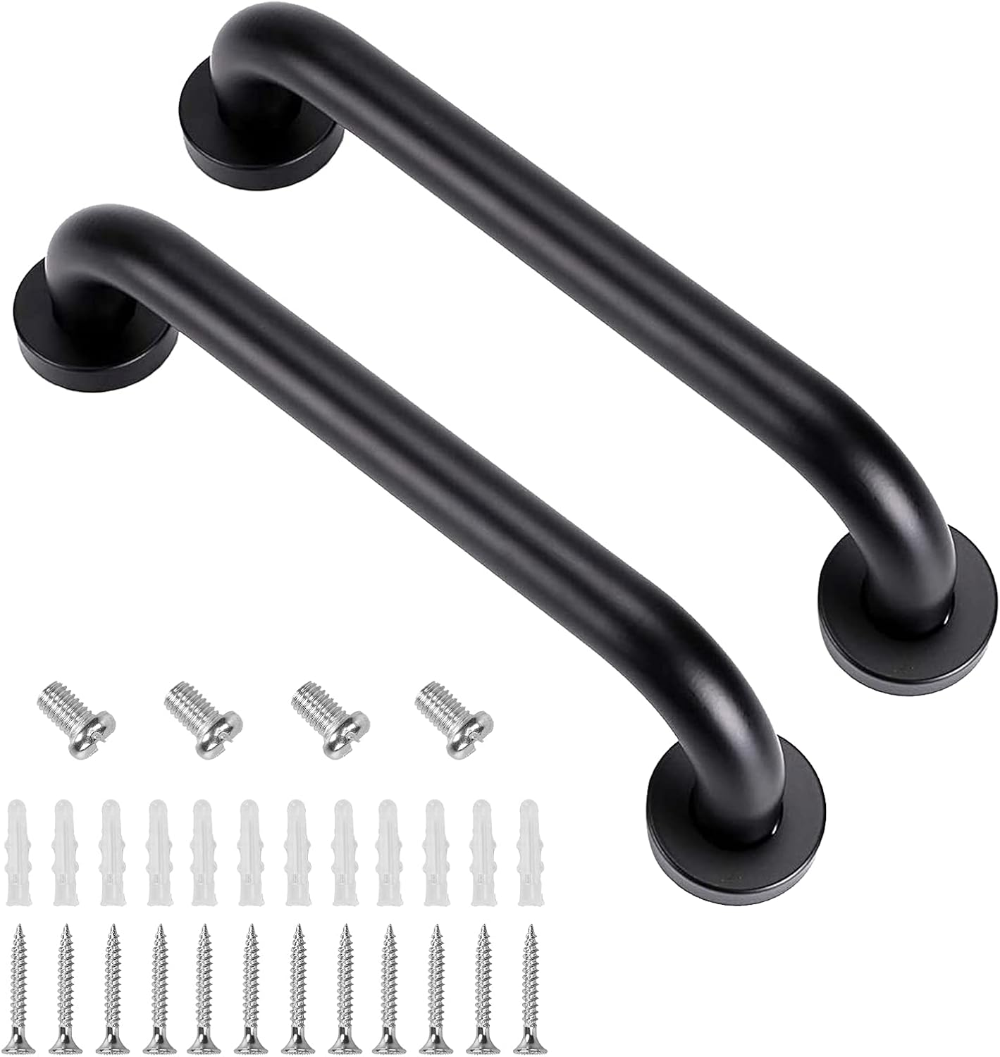 smart-hormarket 12 Inch Shower Grab Bar Black Stainless Steel Bathroom Balance Bar Safety Hand Rail Support for Handicap, Bath Handle, Elderly, Disabled, Injury, 2 Pack: Health & Personal Care