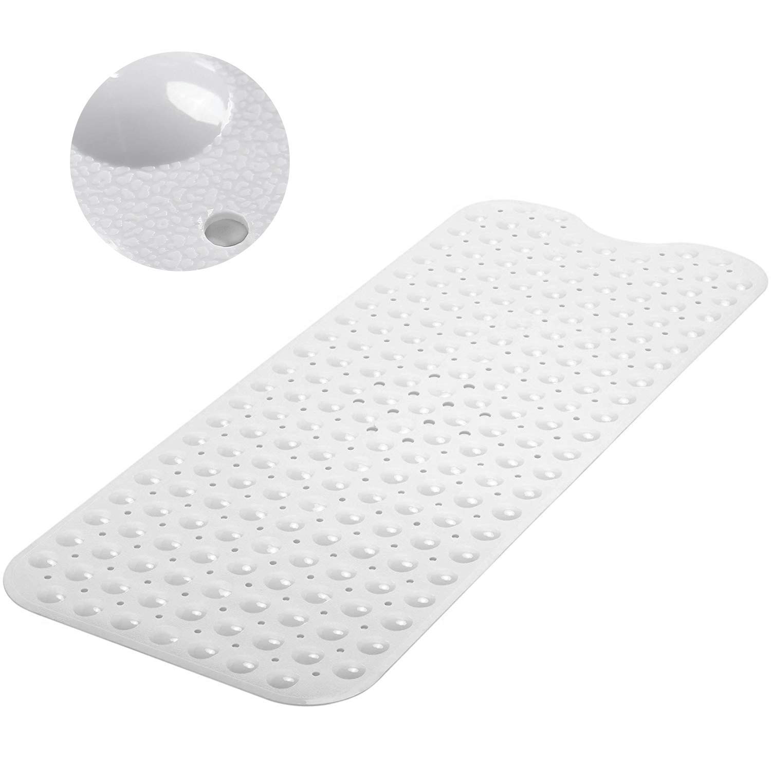 MASS DYNAMIC Extra-Long Non-Slip Bath Mat – 100x40cm Opaque White Shower Mat with 200 Suction Cups & 176 Drain Holes, Anti Mould, Machine Washable, BPA-Free, Safe for Kids, Elderly & Pets
