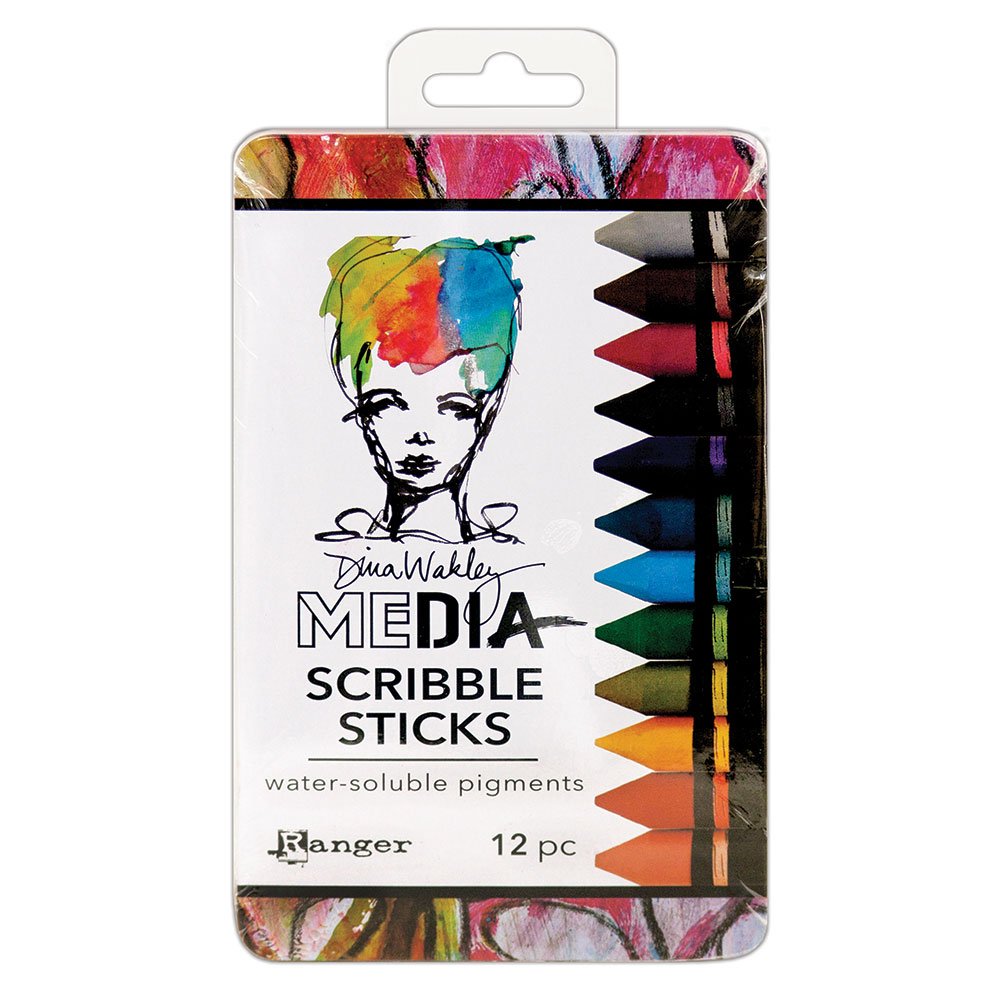 Ranger Dina Wakley Media Scribble Sticks 2, Synthetic Material, Multi-Colour, 12 Count (Pack of 1)