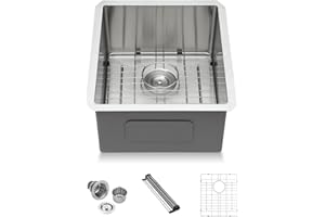 Lordear 17 Undermount Bar Sink 17x19 Inch Small Kitchen Sinks Single Bowl 16 Gauge Stainless Steel Wet Bar Prep RV Camper Mobile Home Handmade Bar Sink Basin