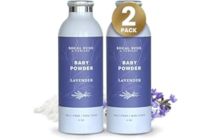 SoCal Suds & Company - Natural Baby Powder Talc-Free - with Arrowroot Powder, Kaolin, Aspen Bark Extract for Soft Soothing Protected Skin - Gentle Absorption - Lavender, 4oz, 2-Pack