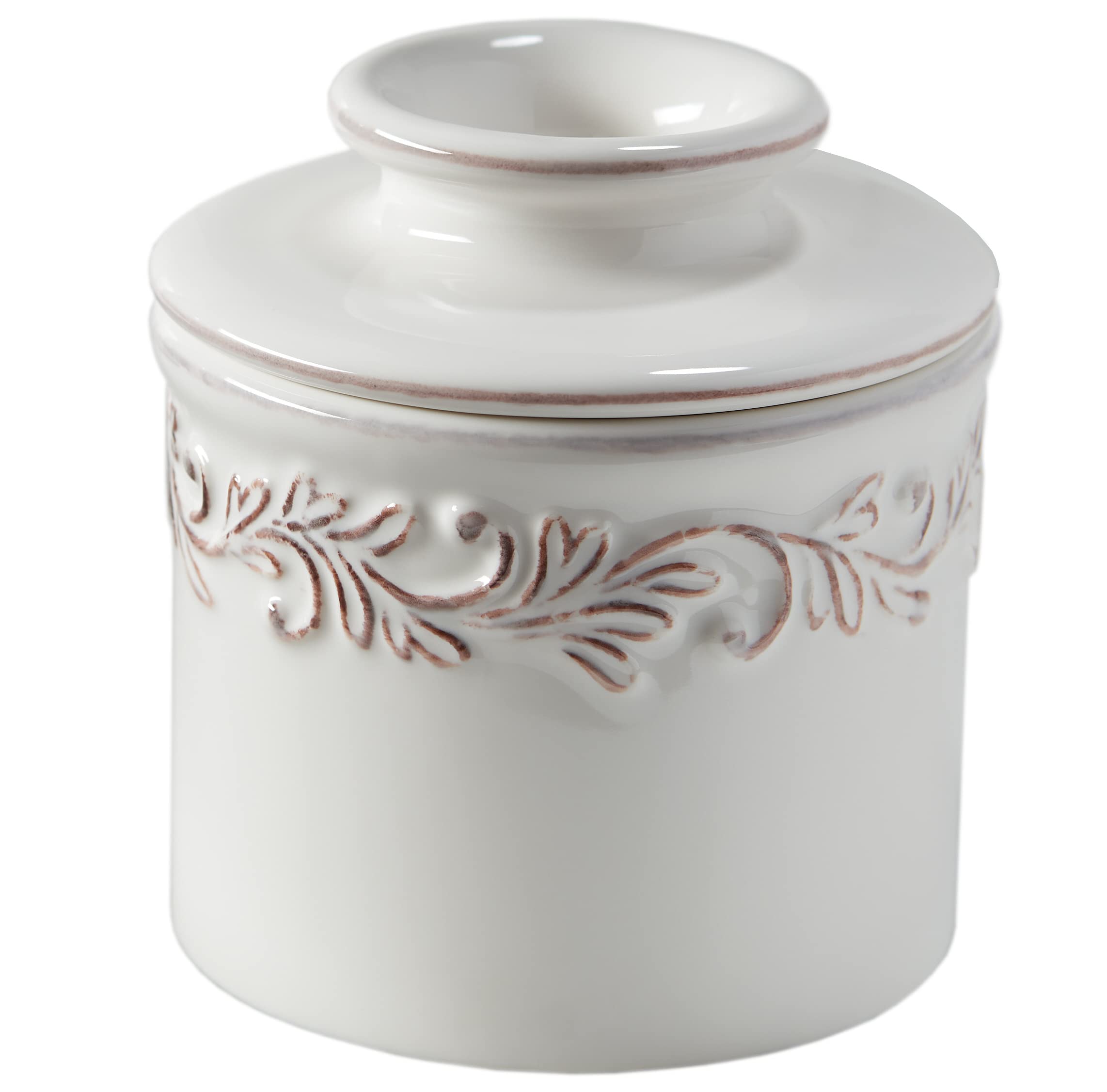 Butter Bell Crock New Bone China Antique White Linen Butter Crock