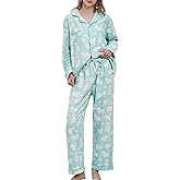 CHUNG Women Flannel Pajamas Set Brushed Cotton Button Tops Pants S-XL Sleepwear Loungewear Cozy Warm Winter