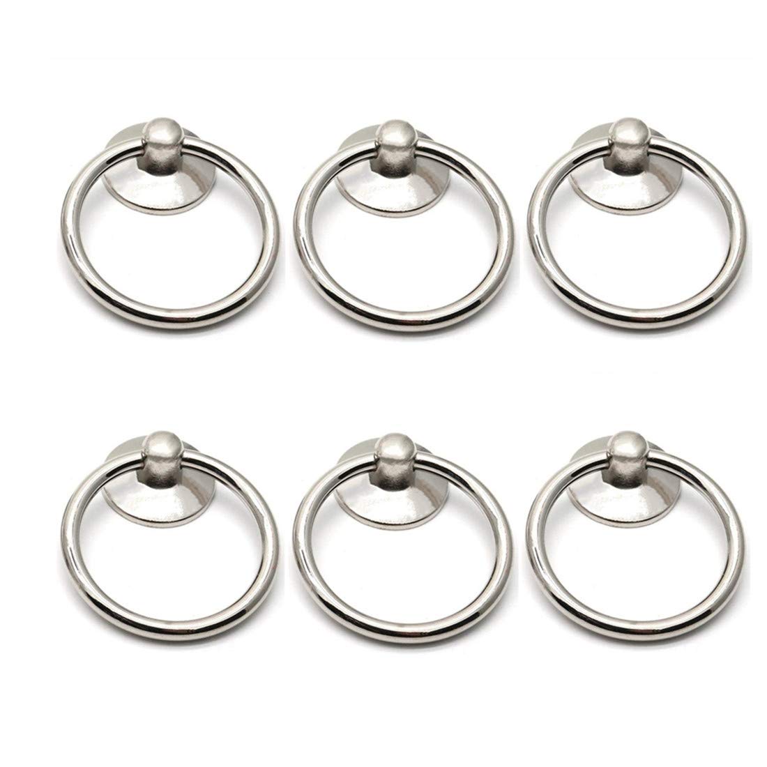 Photo 1 of bnafes Drawer Ring Pull Drop Ring Knobs in Silver Tone - (6 Pcs)