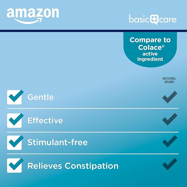 AMAZON BASIC CARE STOOL SOFTENER LAXATIVE, DOCUSATE SODIUM 100 MG, SOFTGELS, FOR CONSTIPATION RELIEF, 100 COUNT