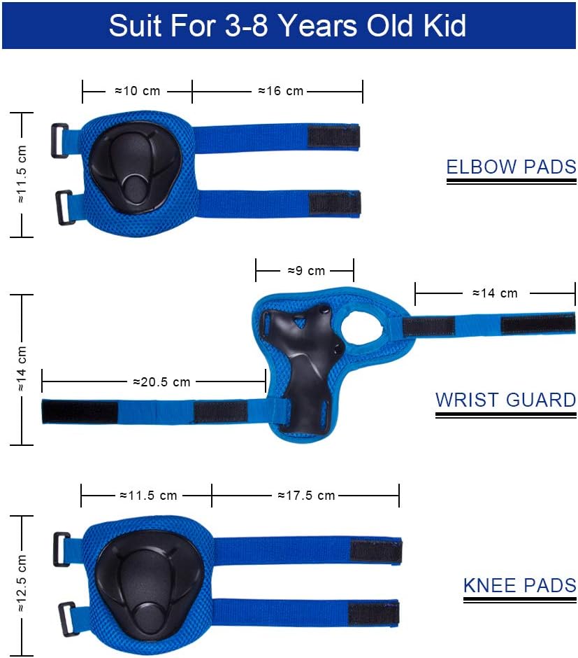 HOCALISS Knee Pads for Kids Kneepads and Elbow Pads Kids Protective Gear Set Toddler Knee Pads and Elbow Pads Wrist Guards for Skates Skateboard Inline Skating Cycling Bike Rollerblading Scooter : Sports & Outdoors