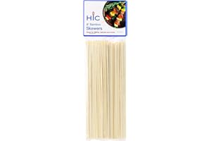 HIC Kitchen Bamboo BBQ Kabob Grill Skewers, 8-Inches Long, Set of 100