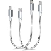1.5ft C to C Cable, 2 Pack Short Type C High-Speed 60W USB C Cable Nylon Braided Charger Cord Compatible for iPhone 17 16 15 Pro/15 Pro Max Android Samsung Galaxy S24 S23 S22,MacBook Pro, iPad