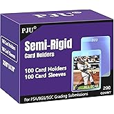 100ct Semi Rigid Card Holders & 100ct Card Sleeves for PSA, SGC, BGS, CSG Graded Card Submissions, Semi Rigid Baseball Cards 