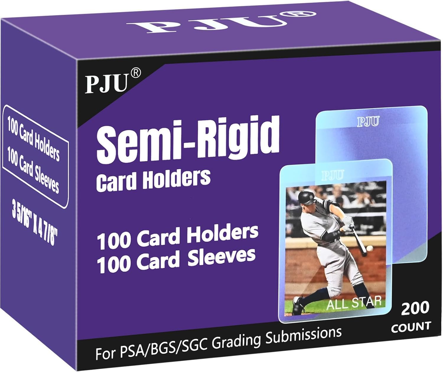 Photo 1 of 100ct Semi Rigid Card Holders & 100ct Card Sleeves for PSA, SGC, BGS, CSG Graded Card Submissions, Semi Rigid Card Sleeves, Baseball Card Protectors, PSA Graded Card Sleeve for Trading Card