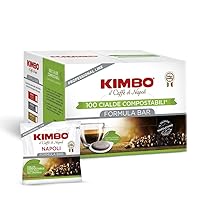 Kimbo Cialde Caffè – 200 Cialde Compostabili ESE – Miscela Napoli Professional Line, Formula Bar, Deciso e Cremoso, Intensità 10, 13, Tostatura Medio-scura – 2 Confezioni da 100 Cialde