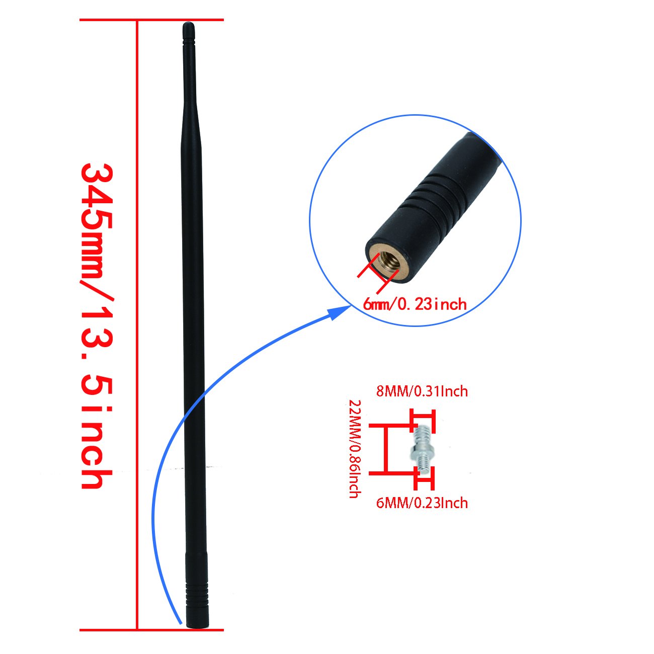 最高の Boxatdoor 13 8 Mm Am Fmアンテナラジオreflex Aerialsゴムユニバーサルフィット車with 8 Mmアンテナマウントボルト B0784t6w1m 激安ブランド Smktelkom Pwt Sch Id