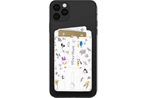iJoy Disney Phone Wallet Stick On- Cell Phone Wallet Card Holder Stick On- Adhesive iPhone Holder Grip with Built in Finger Strap- Doubles as a Kick Stand for Your Phone (Mickey and Friends- White)
