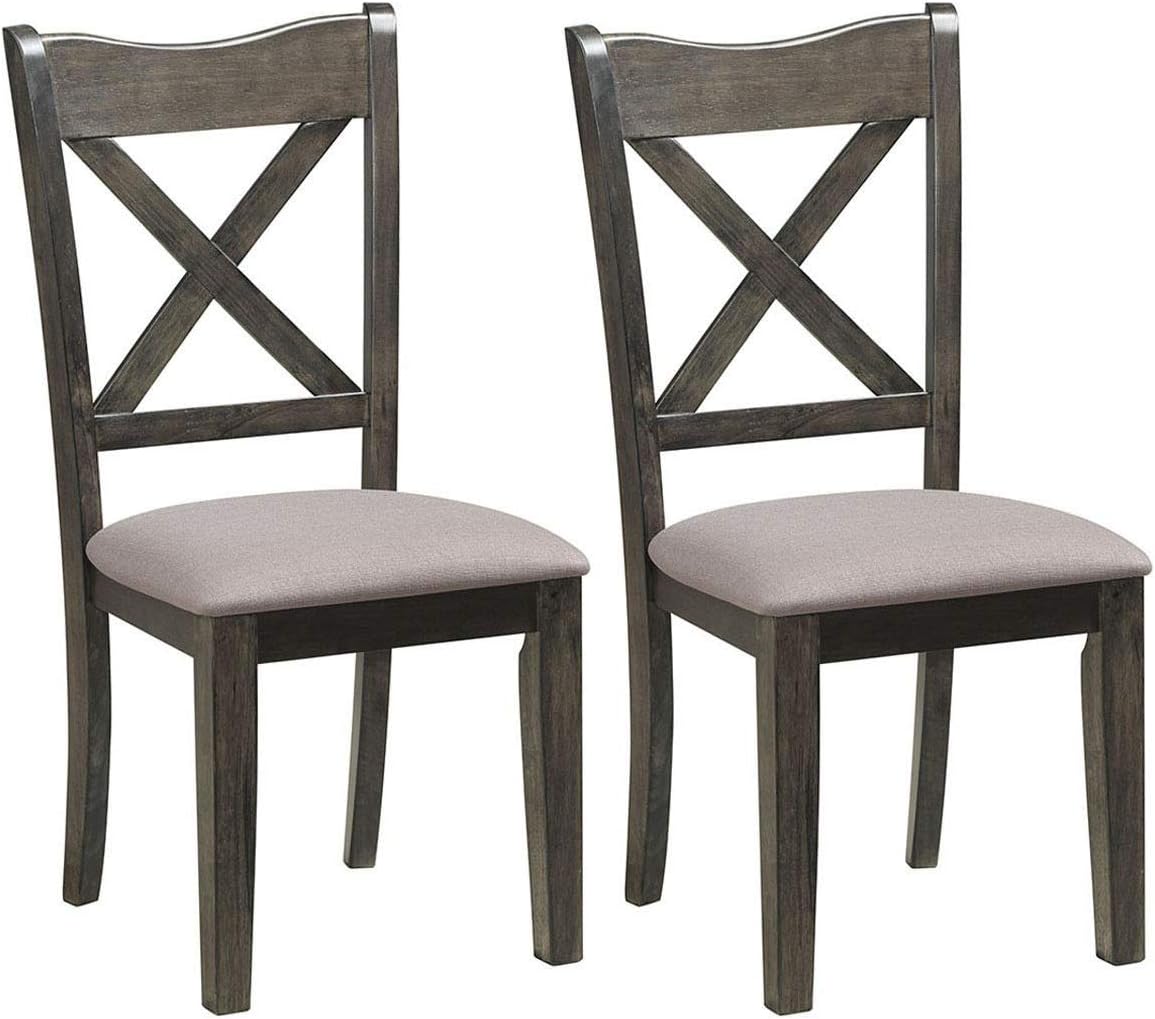 Amazon.com - Chair Dining Rubber Wooden Cushioned Seat Set of 2 with