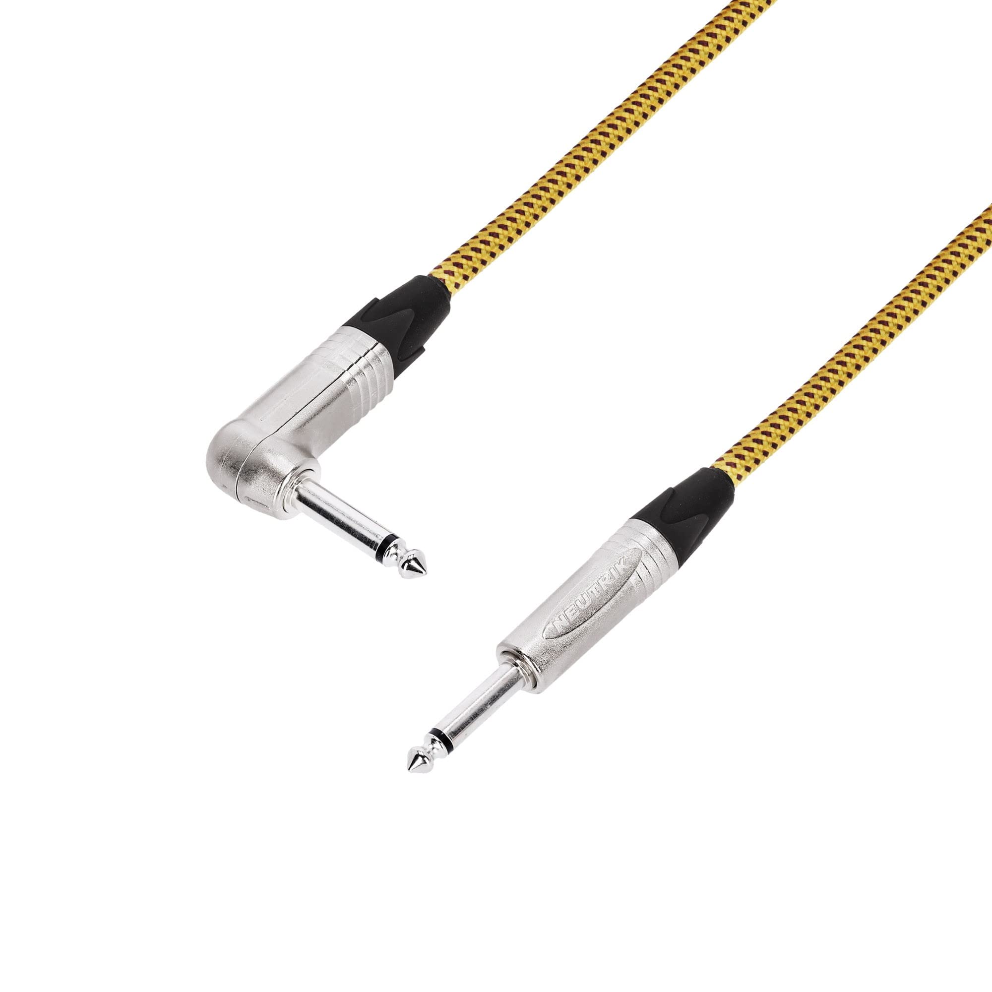 Adam Hall Cables 5 Star IRP 0600 Vintage Instrument Cable Neutrik 6.3 mm Angled Jack Plug to 6.3 mm Jack Plug Black/Yellow 6 m