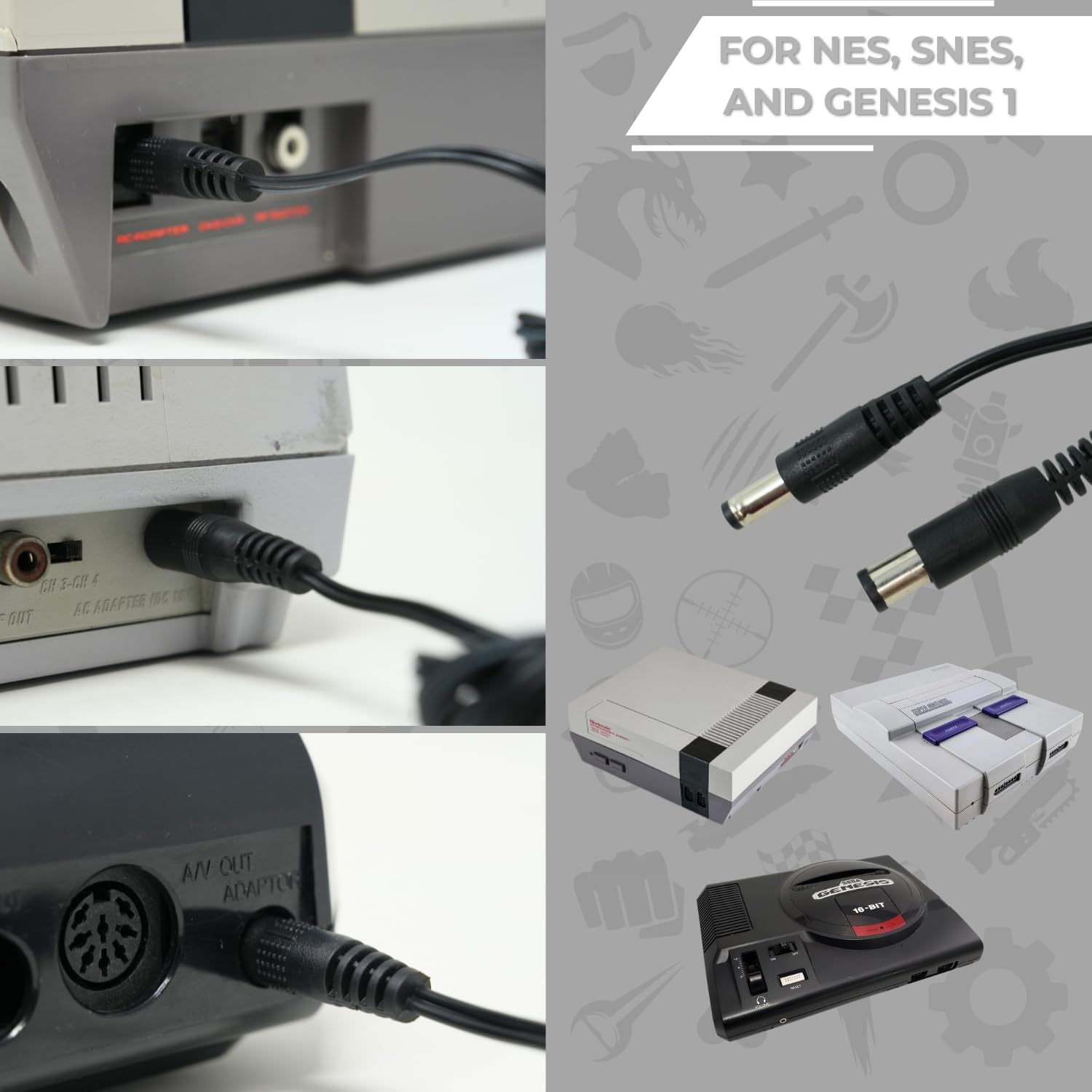 Old Skool 3 in 1 AC Adapter NES/SNES/GENESIS1 Power Supply