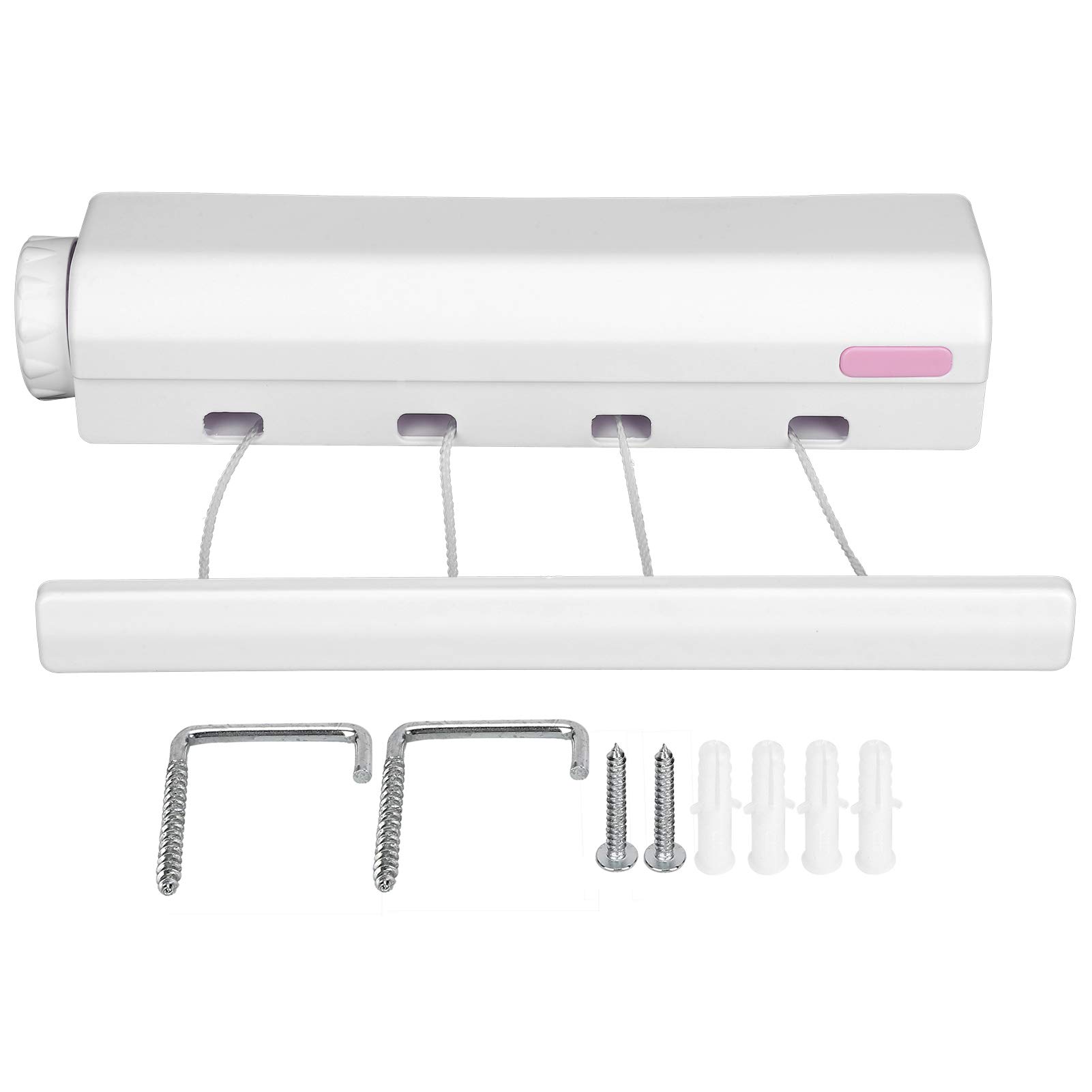 Buachois Retractable Clothesline,Indoor Washing Line Telescopic Outdoor Wall Mounted Clothes Dryer Line Drying Rope Hanger 4Line for Bathroom Hotel Style Clothesline