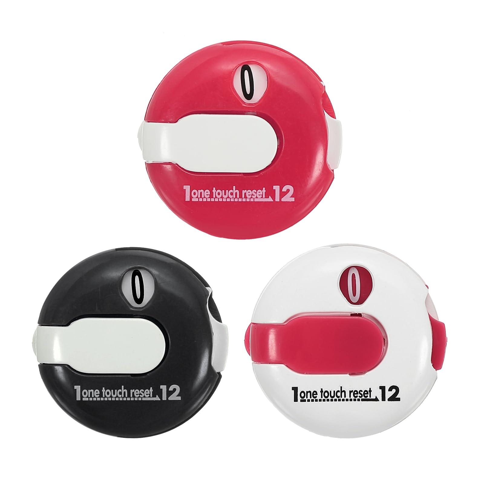 PATIKIL Golf Score Counter, 3 Pack Mini Golf Shot Stroke Attachment Counter Clicker Clip for Golfers Glove Bag Hat, White Red/Red/Black