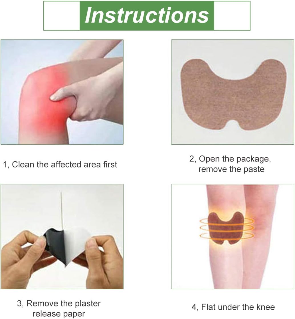 Knee Paste, Large Patch Maximum Strength, Muscle and Joint Relief Patch, Organic All Natural Formula,Up to 24 Hours, Promote Blood Circulation, 12 PCS: Health & Personal Care