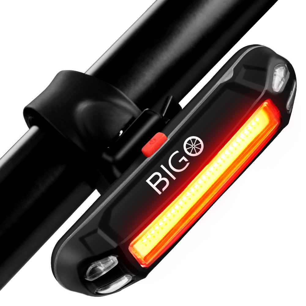 Bigo Ultra Bright LED USB Rechargeable Bike Rear Light Waterproof Chargeable Bike Light Bicycle Lighting Bicycle Lamp Bicycle Rear Light Bike Helmet with 6 Modes Suitable for Helmet and Bike Etc.