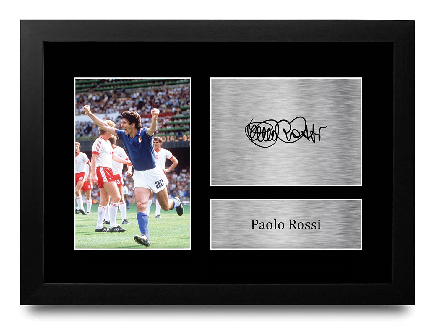 HWC Trading FR A4 Paolo Rossi Italy Gifts Printed Signed Autograph Picture for Football Fans and Supporters - A4 Framed