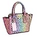 CMK Trendy Kids My First Shinny Glitter Rainbow Purse for Little Girls Toddlers Mini Tote with Poms (80003_Rainbow), Small