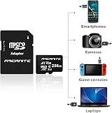 ARCANITE 256GB microSDXC Memory Card with Adapter UHS-I U3 A1 V30 4K view 4