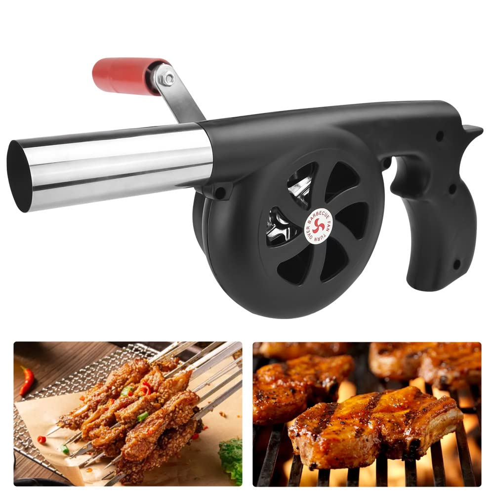 YAANBUNB BBQ Fan Air Blower Manual Barbecue Fire Starter Outdoor Cooking BBQ Fan Portable Barbeque Air Blower Fast Fire Starter Bellows Cooking Lighter Tools for Outdoor Barbecue Picnic Camping Hiking