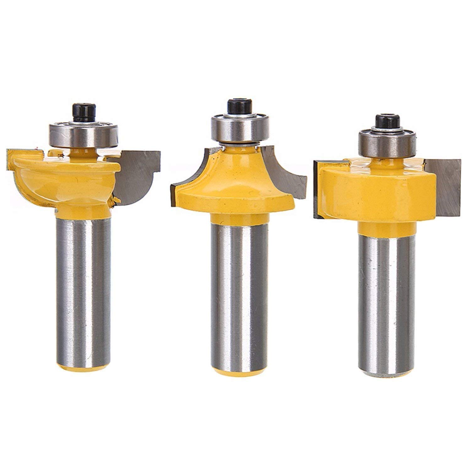 Gasea 3pcs 1/2" Shank Round Over Bead Router Bits Glass Door Bits Set
