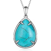 Biduanro Genuine Turquoise Necklace for Women 925 Sterling Silver Gemstone Necklace Vintage Western Necklace Genuine Nature Turquoise Jewelry for Women