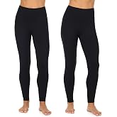 Cuddl Duds 2 Pack High Waisted Leggings for Women Loungewear &amp; Yoga Pants | Buttery Soft Cozy &amp; Stretchy High-Rise Flexible Fit, Fall Winter Casual Womens Clothing, Travel Fitness Lounging &amp; Daily Wear