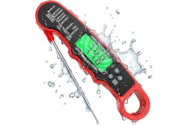 Digital Instant Read Meat Thermometer, Waterproof Food Thermometer with Backlight for Cooking, Grilling, BBQ, Air Fryer & Kit