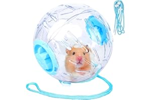 GENERIC 5.9" Hamster Wheel,Exercise Ball & Wheel - Silent Running Toy with Anti-Skid,Transparent Hamster Ball,Breathable Design & Rope for Easy Carry,for Little/Dwarf Mouse (Blue, 5.9)