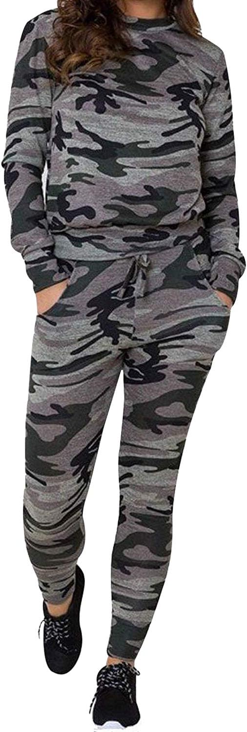 heartcatchers New Ladies Women Army Camouflage Print 2 Piece Tracksuit Lounge Suit Plus Size UK 8-22