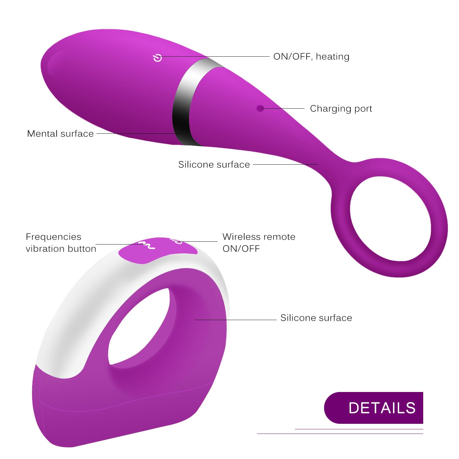 L’aise vie USB 10 function Kegel Exercise Balls Rechargeable Wireless Remote Control Vibrating Heating Bullet Egg LED Light Pleasure Soft Medical Silicone GIGI Dolphin Waterproof Ring-hold Love Ball