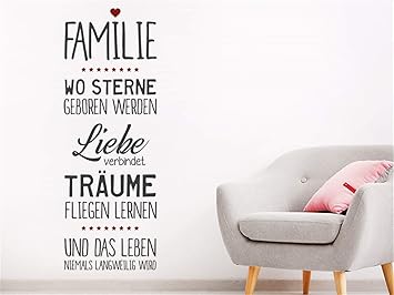Wandaufkleber Schlafzimmer Spruch Familie Wo Sterne Geboren Werden Wohnzimmer Schlafzimmer Aufkleber Amazon De Baumarkt