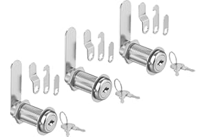 inBovoga 3 Pcs Cabinet Locks with Keys, 1-1/2'' Cam Lock Keyed Alike Fit 1-3/8'' Max Panel, Drawer Locks with Keys Secure Desk Drawer Toolbox Mailbox RV Storage Door, Zinc Alloy