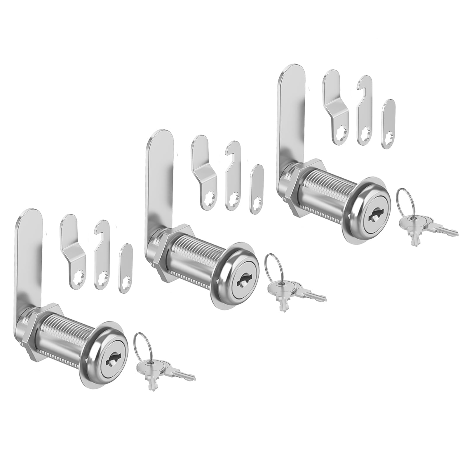Photo 1 of inBovoga 3 Pcs Cabinet Locks with Keys, 1-1/2'' Cam Lock Keyed Alike Fit 1-3/8'' Max Panel, Drawer Locks with Keys Secure Desk Drawer Toolbox Mailbox RV Storage Door, Zinc Alloy