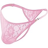 Evankin Mens Sexy Lace Thong See Through Funny Buckle G-Strings Underwear Bulge Pouch Gay Jockstrap