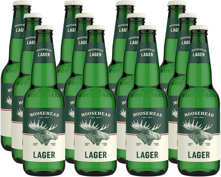 Moosehead Lager Canadian Beer Set Glass Bottles 350ml (5 ABV) (12