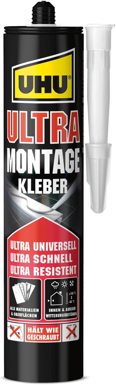 UHU Montagekleber Ultra Kartusche, Universeller Montageklebstoff mit ULTRA schnellem Stärkeaufbau, 435 g
