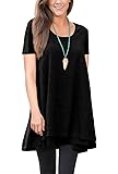 Floral Find Women Lace Hem Blouse Layered Scoop Neck Tunic Loose Fit Dress