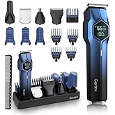 5-in-1 Electric Beard Trimmer Magnetic Replacement Heads, Professional Cordless Hair Clippers for Men Rechargeable, IPX7 Waterproof Grooming Kit for Face, Mustache, Body, Nose, Gifts for Men (Blue)